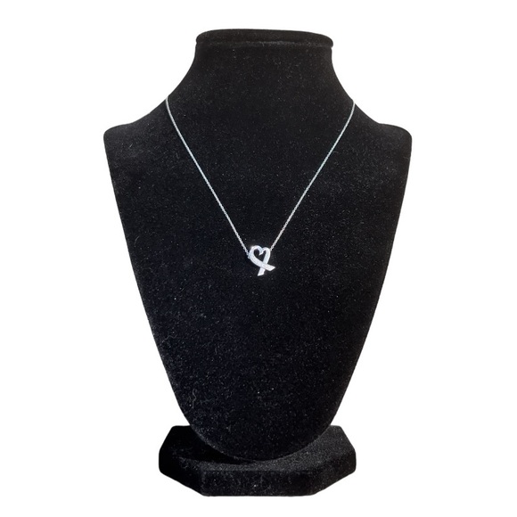 Tiffany & Co. Paloma Picasso 18K White Gold Diamond Loving Heart Necklace - Picture 2 of 8